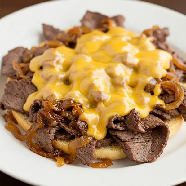 imagen de cheese stake al plato keto.