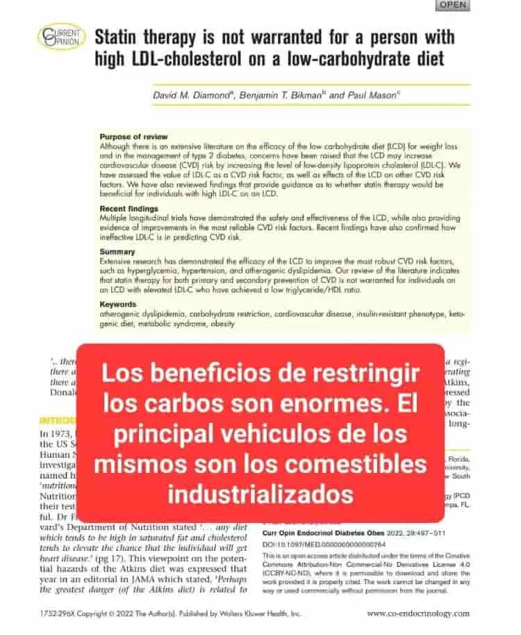 Trabajo científico sobre estatinas y dietas