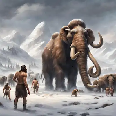 mamut y humanos en paleolitico