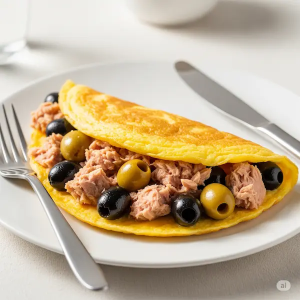 omelette de atun y aceitunas