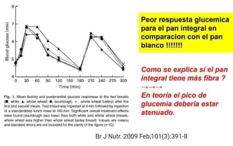 curva de incremento de glucemia con ingesta pan